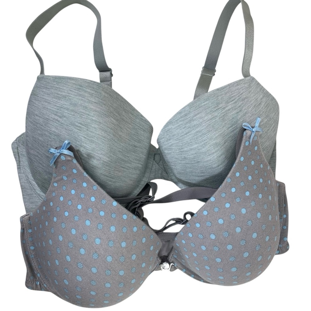 LA VIE EN ROSE Gray and Blue Polka Dot Women's Bra Set size38 D